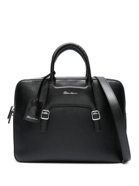 panelled leather briefcase by SANTONI