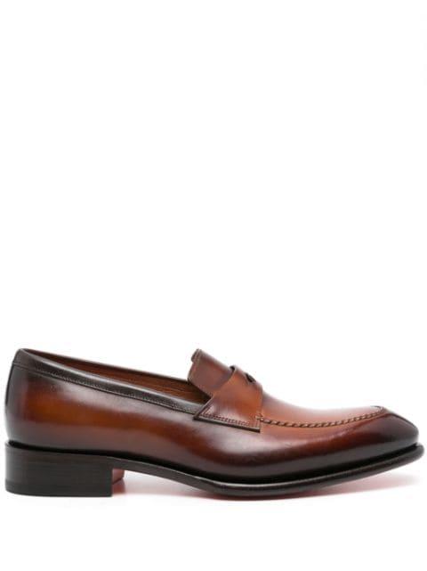 penny-slot leather loafers by SANTONI