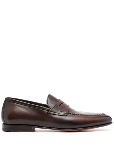 penny-slot leather loafers by SANTONI