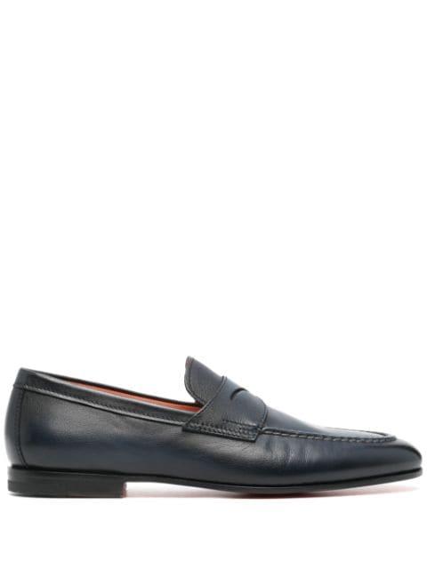 penny-slot leather loafers by SANTONI