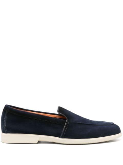 pipe-trim suede loafers by SANTONI