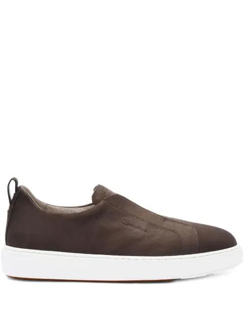 slip-on calfskin leather sneakers by SANTONI