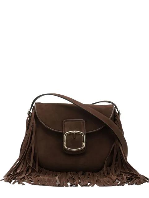 small fringe-trimmed buckled shoulder bag by SANTONI