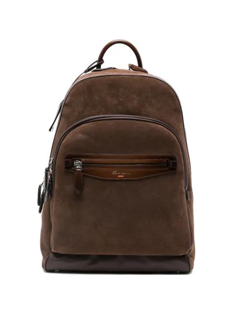 zipped suede backpack by SANTONI