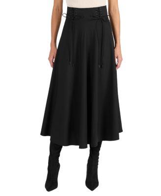 Aster Full Midi Skirt with Leather Lacing Detail by SANTORELLI
