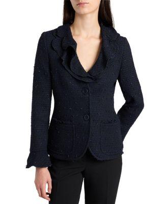 Celeste Ruffle Jacket in Luxury Tonal Tweed by SANTORELLI