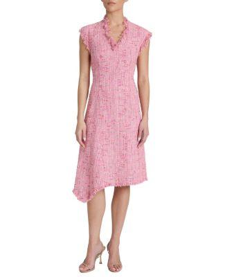 Cici Asymmetric A-Line Dress in Cotton Blend Tweed by SANTORELLI