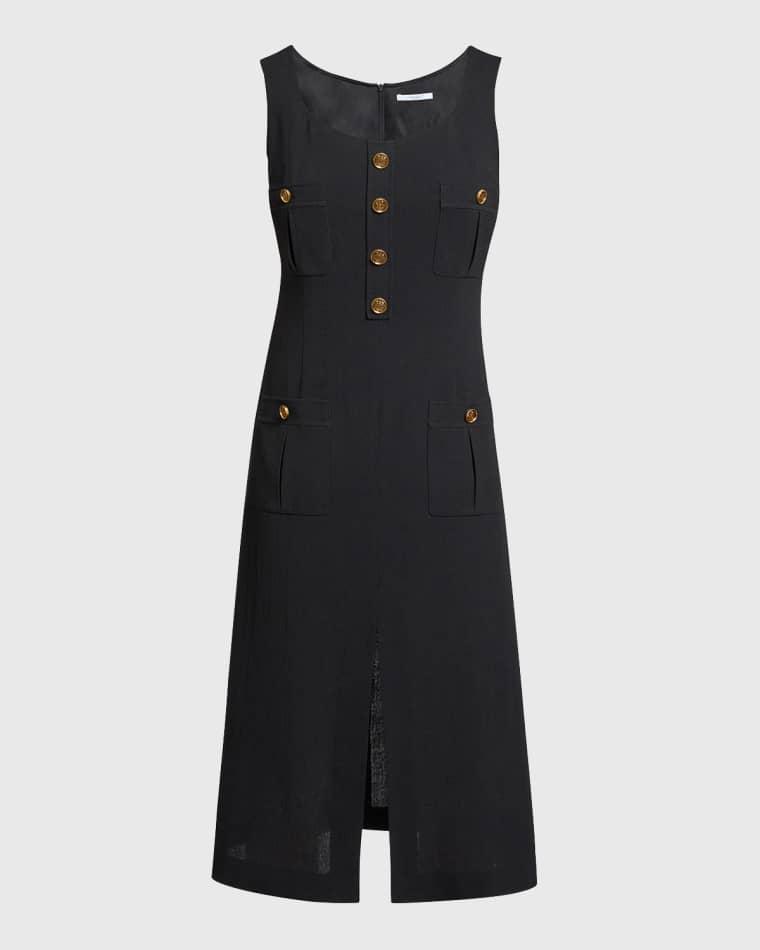 Fanny Button-Embellished Crepe Dress by SANTORELLI