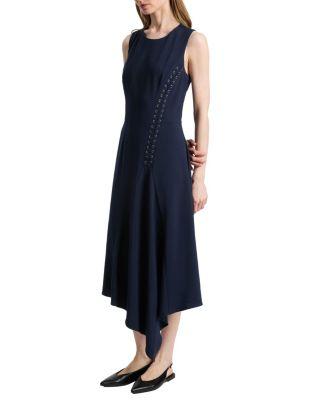 Kylie Sleeveless Asymmetric Midi Crepe Dress by SANTORELLI
