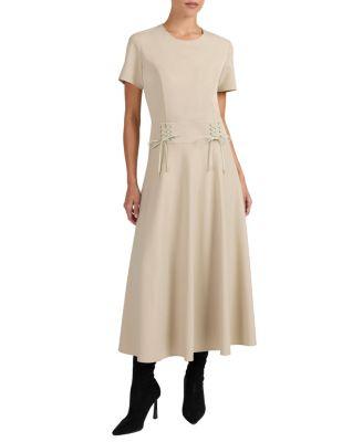 Octavia Short Sleeve Dress with Leather Lacing Detail by SANTORELLI