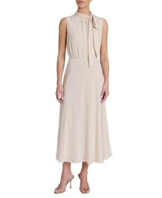 Petra Sleeveless Mock Neck Silk Midi Dress by SANTORELLI