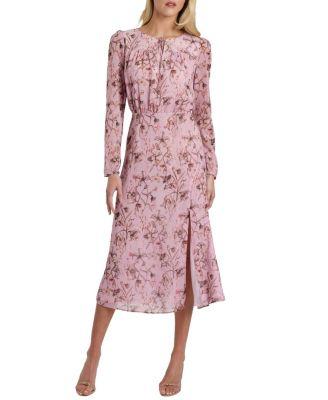 Tessa Long Sleeve Midi Dress in Floral Georgette by SANTORELLI