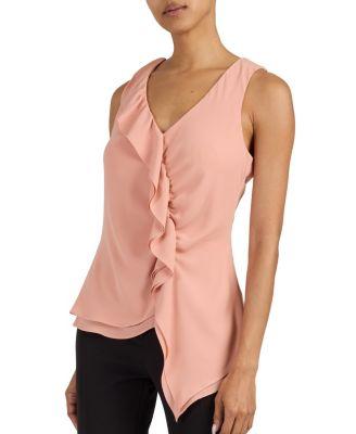 Tyra Sleeveless Top with Asymmetric Ruffles by SANTORELLI
