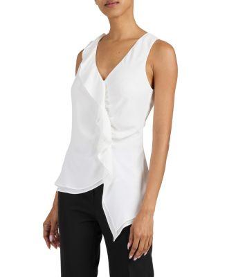 Tyra Sleeveless Top with Asymmetric Ruffles by SANTORELLI