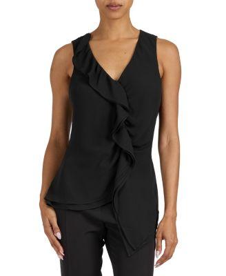 Tyra Sleeveless Top with Asymmetric Ruffles by SANTORELLI