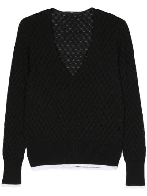 V-neck open knit jumper by SAPIO