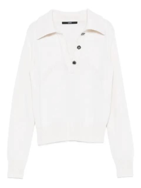 button-embellished polo top by SAPIO