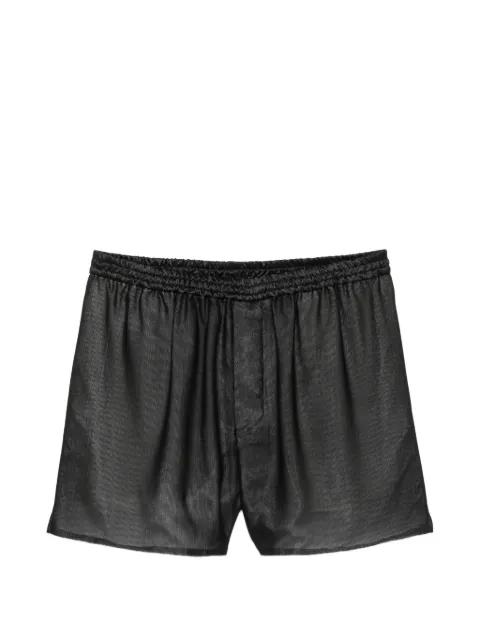 mesh-texture gathered shorts by SAPIO