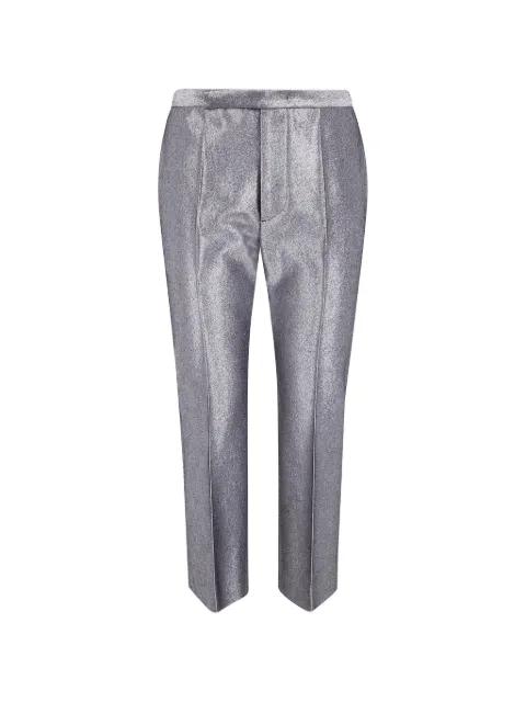 metallic-finish pressed-crease jeans by SAPIO