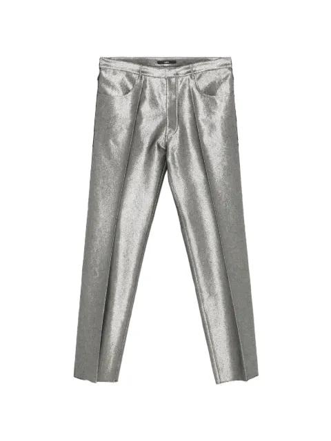 metallic-finish pressed-crease trousers by SAPIO