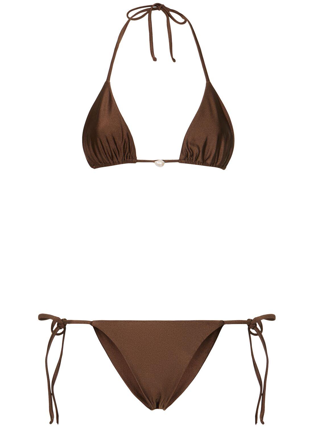 Lycra Triangle Bikini W/ Pearl by SARA CRISTINA