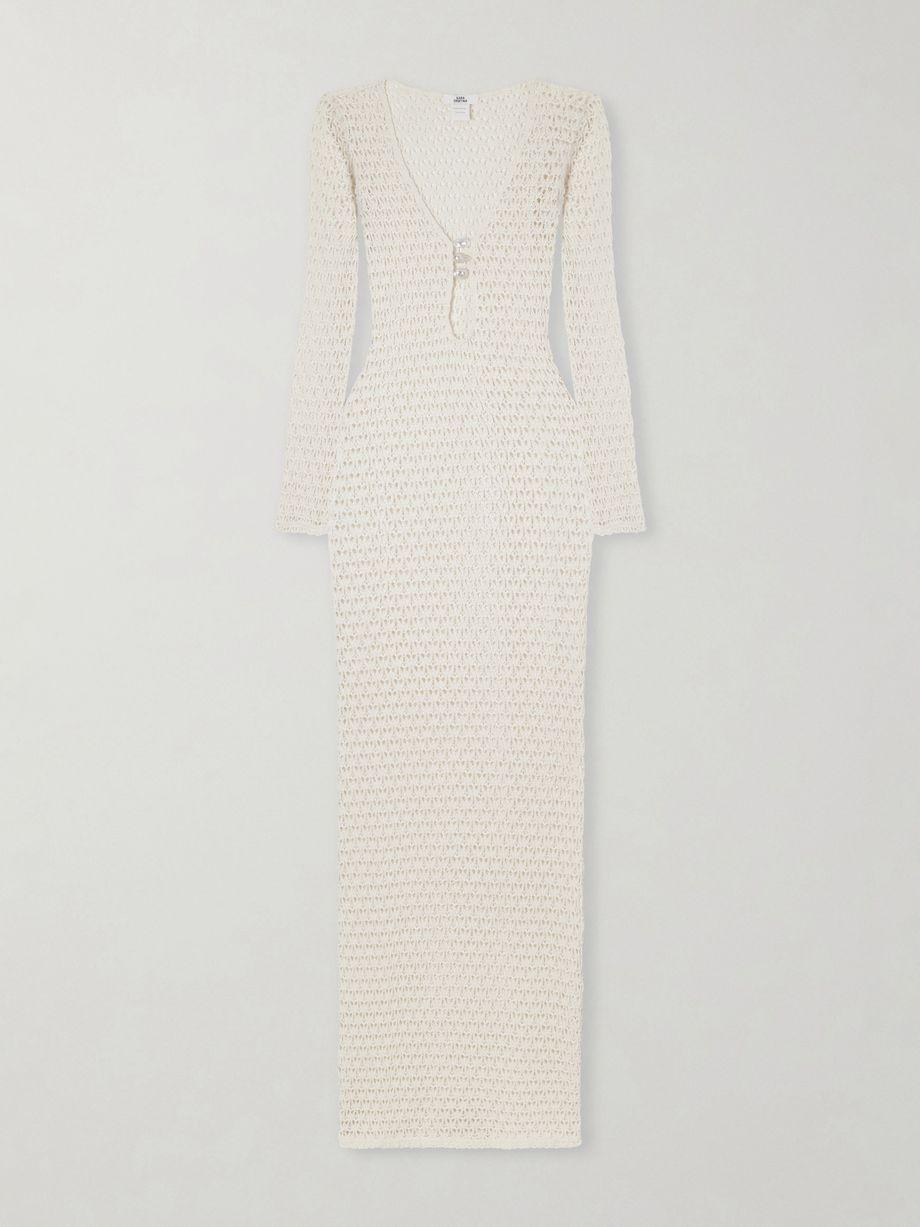 Marina pearl-embellished crocheted cotton coverup by SARA CRISTINA