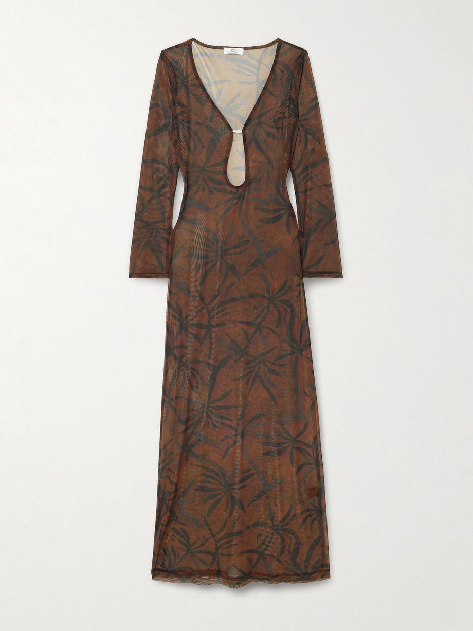 Marina pearl-embellished printed stretch-tulle coverup by SARA CRISTINA