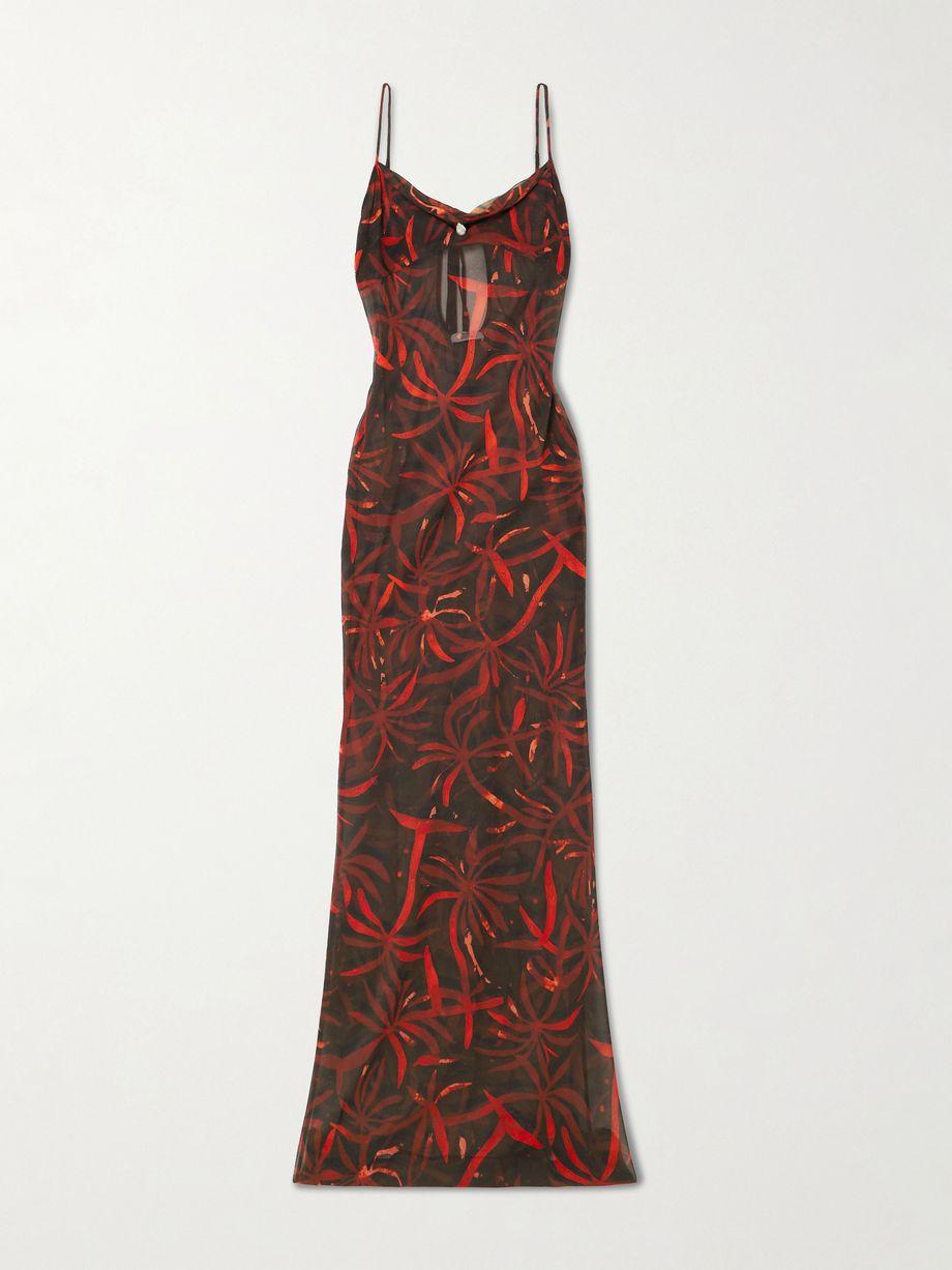 Palm pearl-embellished recycled silk-georgette coverup by SARA CRISTINA