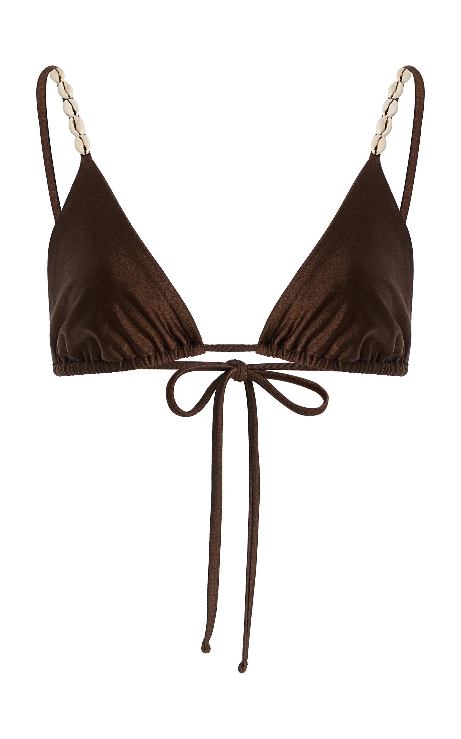 Sara Cristina - Cowries-Detailed Bikini Top  - Brown - - Moda Operandi by SARA CRISTINA