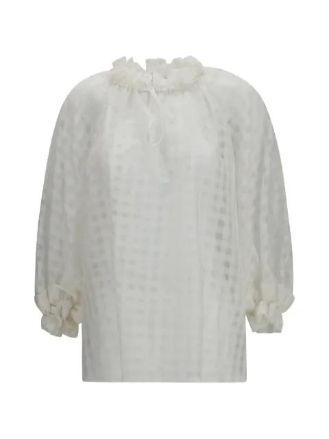 Amabel ruffled check blouse by SARA ROKA