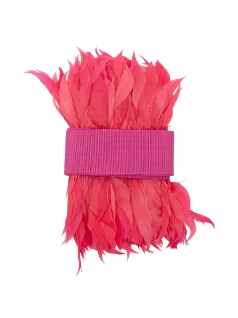 feather-trim belt by SARA ROKA