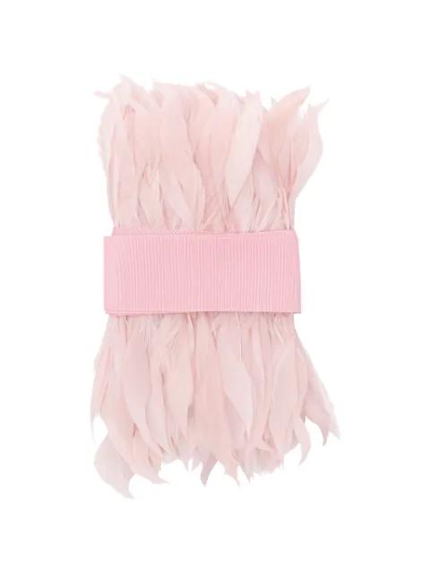 feather-trim belt by SARA ROKA
