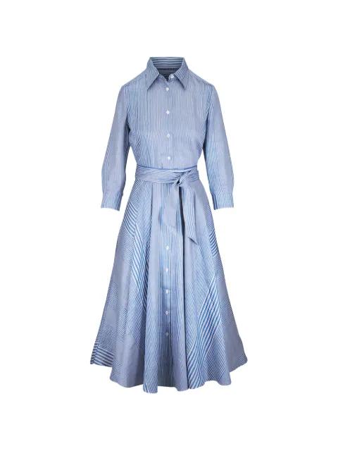 striped belted midi shirt dress by SARA ROKA
