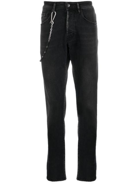 chain-detail slim-fit cotton jeans by SARTORIA TRAMAROSSA