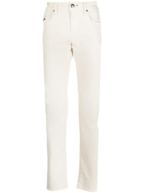 embroidered-logo slim-fit jeans by SARTORIA TRAMAROSSA