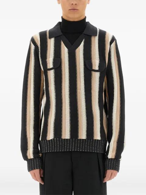 striped flap-pocket sweater by SASQUATCHFABRIX.