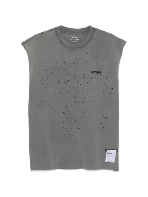 MothTech distressed logo-print vest by SATISFY