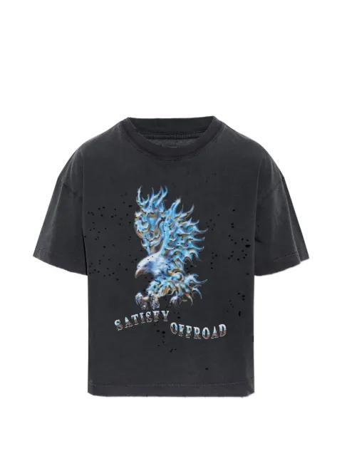 MothTech graphic-print distressed-effect T-shirt by SATISFY