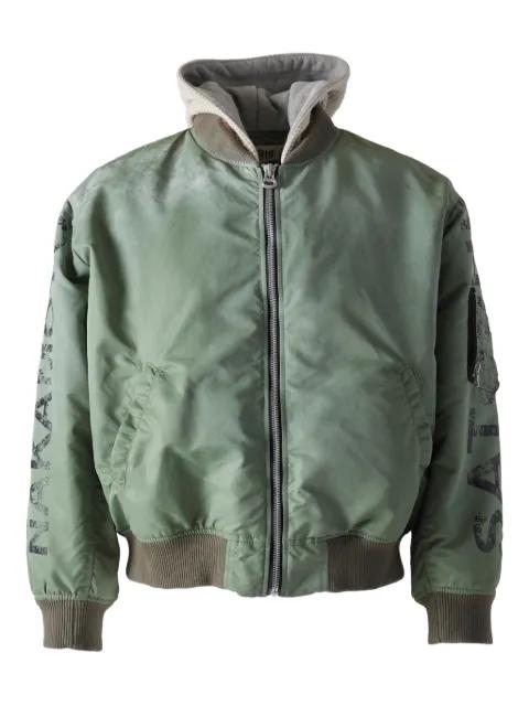 hoodied graphic bomber jacket by SATOSHI NAKAMOTO