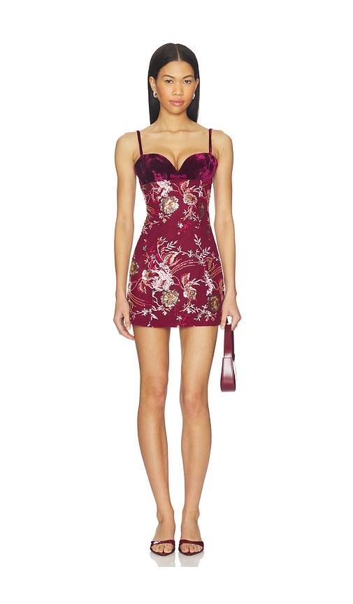 SAU LEE Aura Dress in Wine by SAU LEE