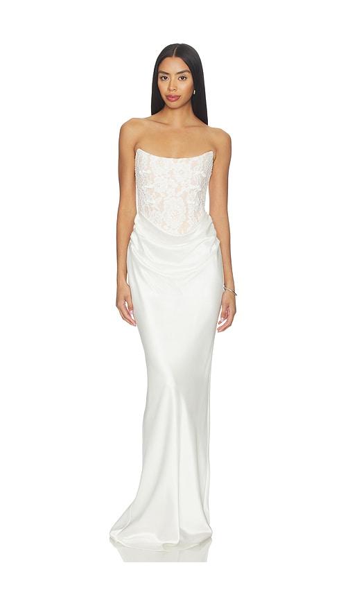 SAU LEE Blair Lace Dress in White by SAU LEE
