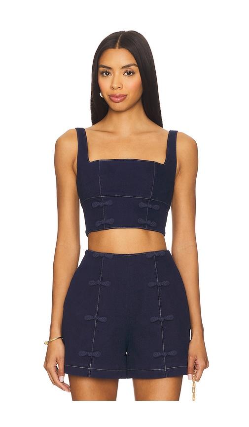 SAU LEE Bridgette Denim Top in Blue by SAU LEE