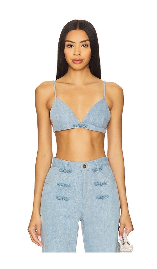 SAU LEE Cleo Denim Bralette in Blue by SAU LEE
