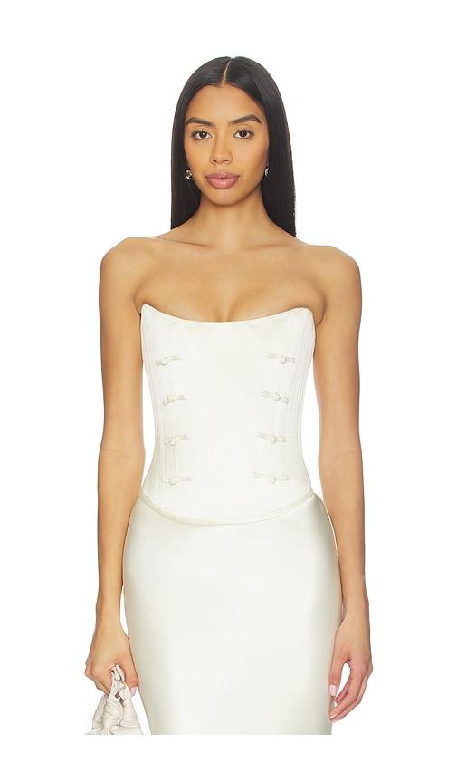 SAU LEE Della Corset Top in Ivory by SAU LEE