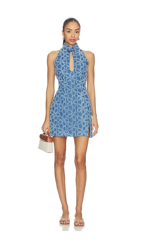 SAU LEE Eva Denim Dress in Blue by SAU LEE