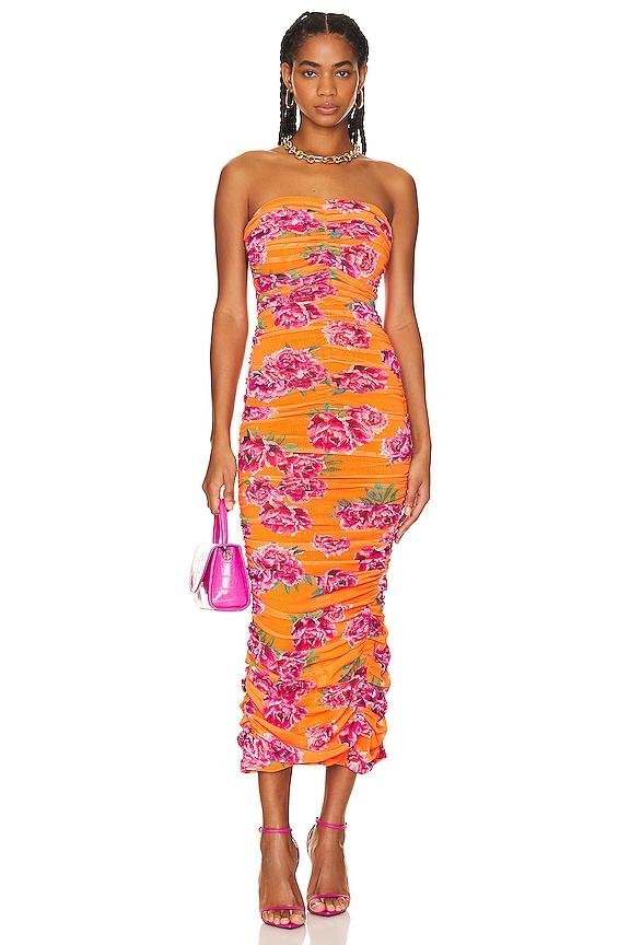 SAU LEE Farrah Dress in Orange by SAU LEE