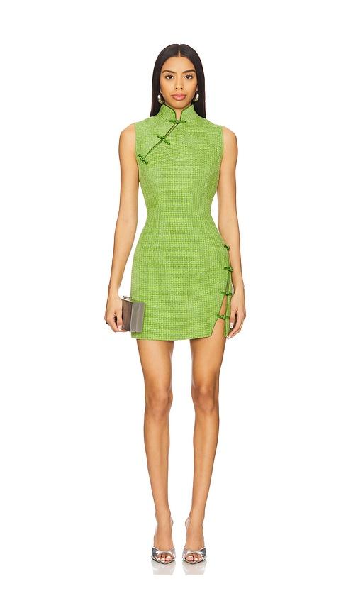 SAU LEE Ines Tweed Dress in Green by SAU LEE