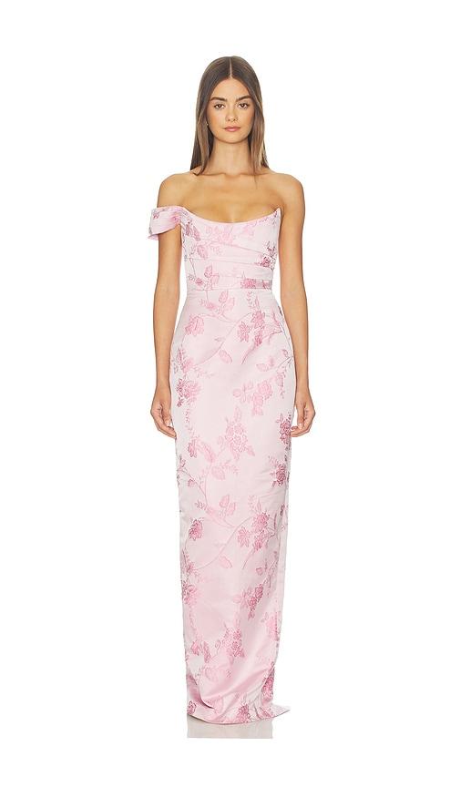 SAU LEE Jackson Brocade Gown in Pink by SAU LEE