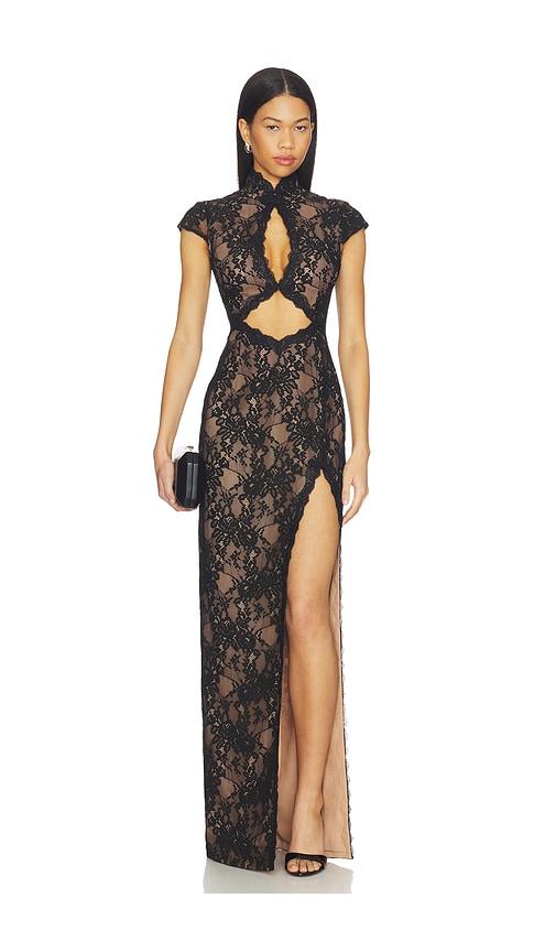 SAU LEE Moira Lace Maxi Dress in Black by SAU LEE