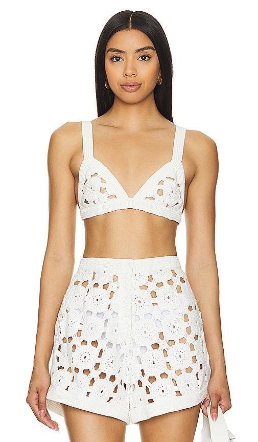 SAU LEE Myko Crochet Bralette in White by SAU LEE
